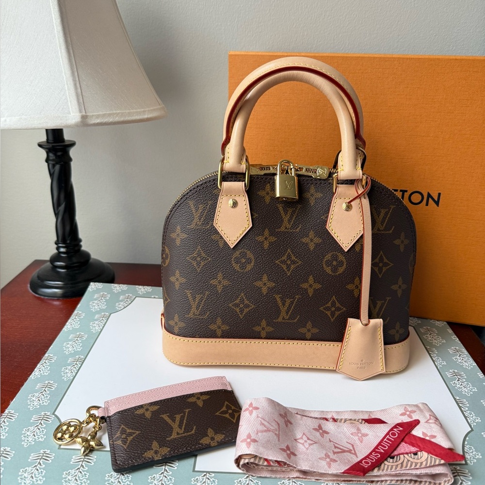 Louis Vuitton Alma BB Monogram Canvas w/Detachable strap and Charm Card holder